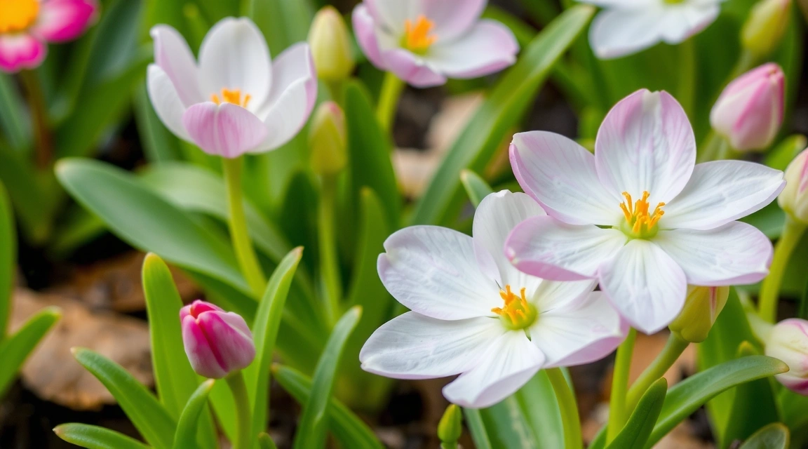 Fresh spring flowers and new growth, symbolizing new arrivals
