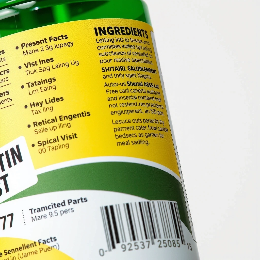 Ingredient list on multivitamin bottle