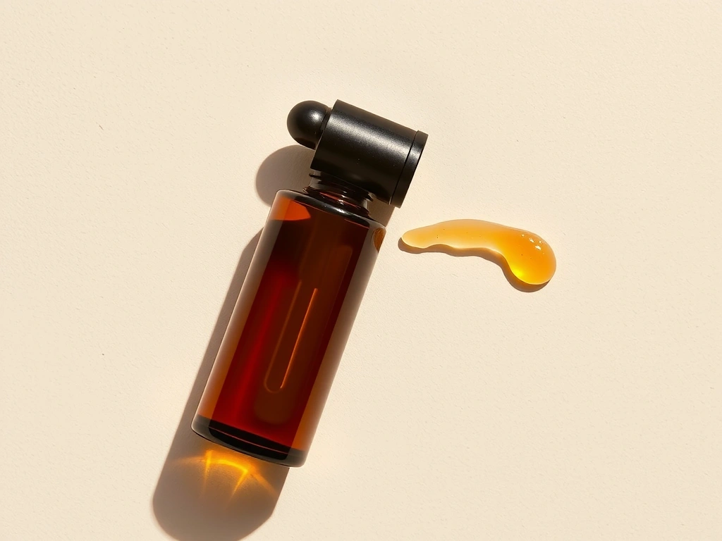 Illustration of a delicate serum bottle with dropper